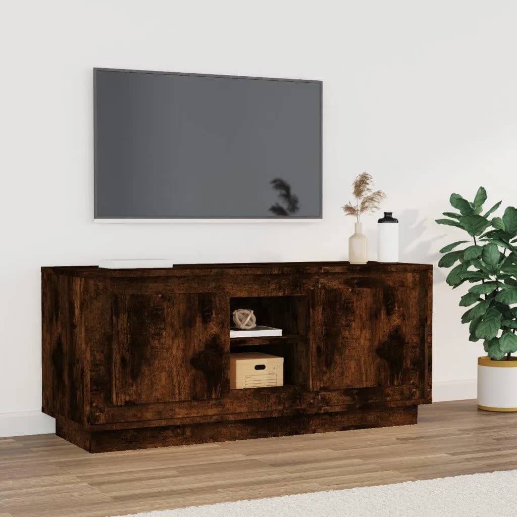 vidaXL Comodă TV, stejar afumat, 102x35x45 cm, lemn prelucrat vidaXL Comodă TV, stejar afumat, 102x35x45 cm, lemn prelucrat