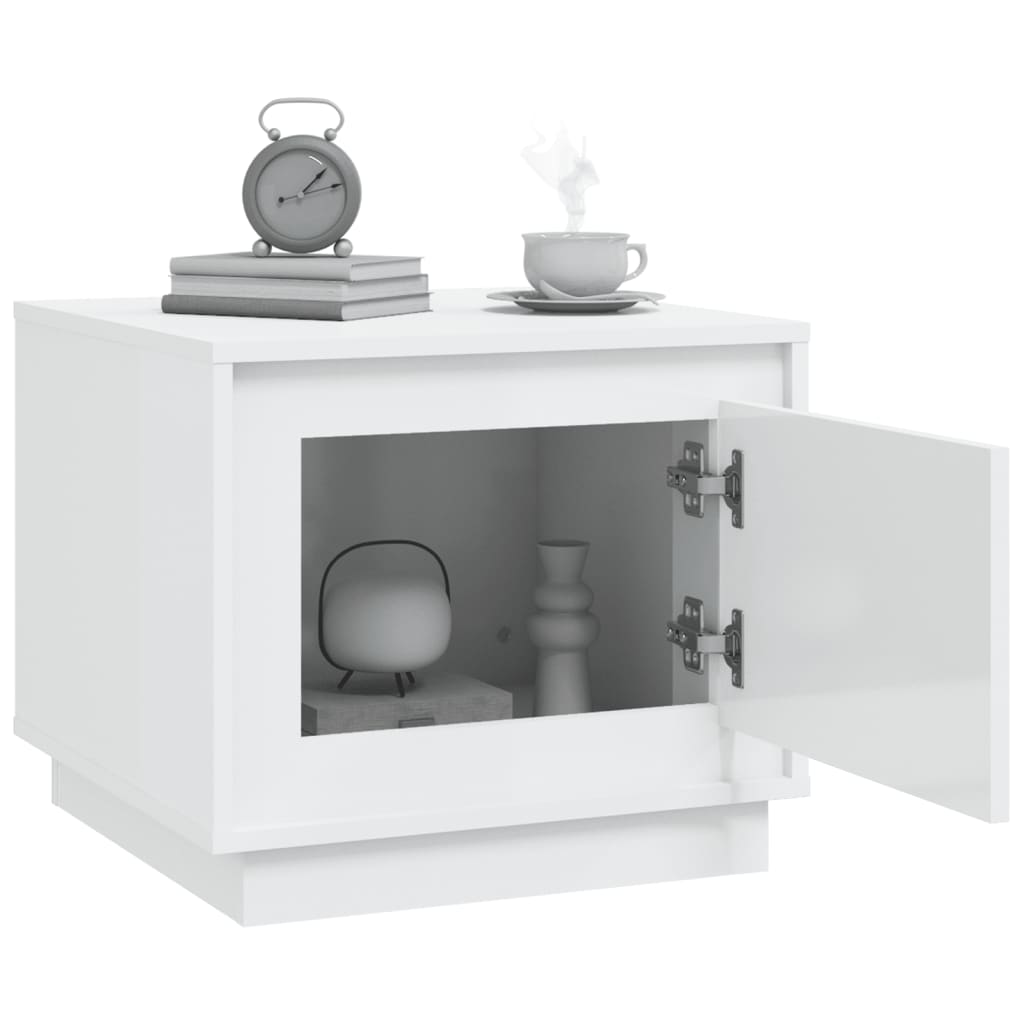 vidaXL Măsuță de cafea, alb extralucios, 51x50x44 cm, lemn prelucrat