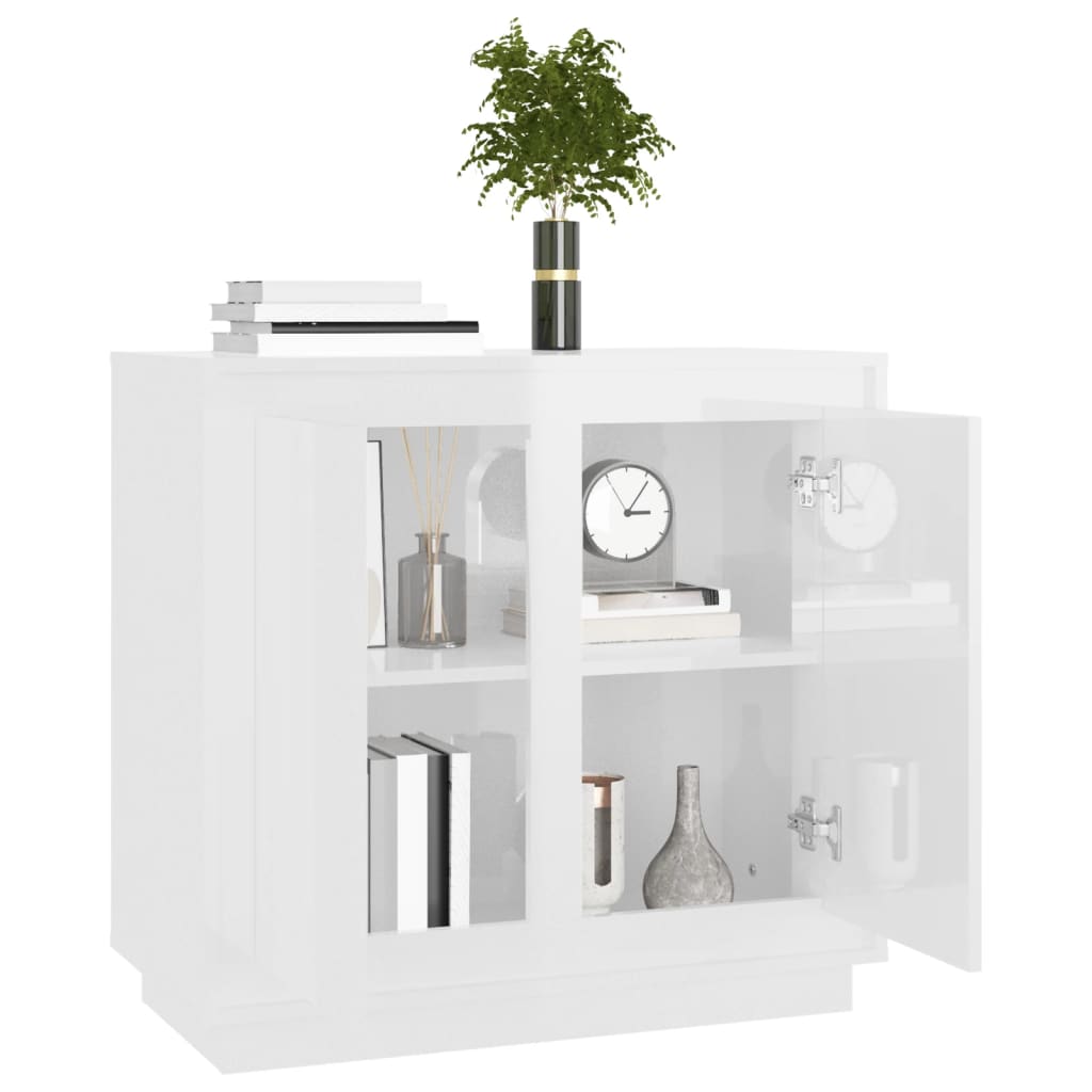 vidaXL Dulap, alb extralucios, 80x34x75 cm, lemn prelucrat