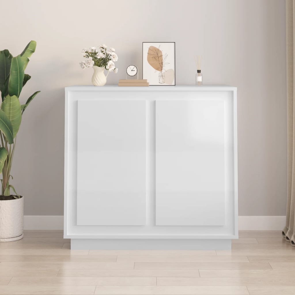 vidaXL Dulap, alb extralucios, 80x34x75 cm, lemn prelucrat