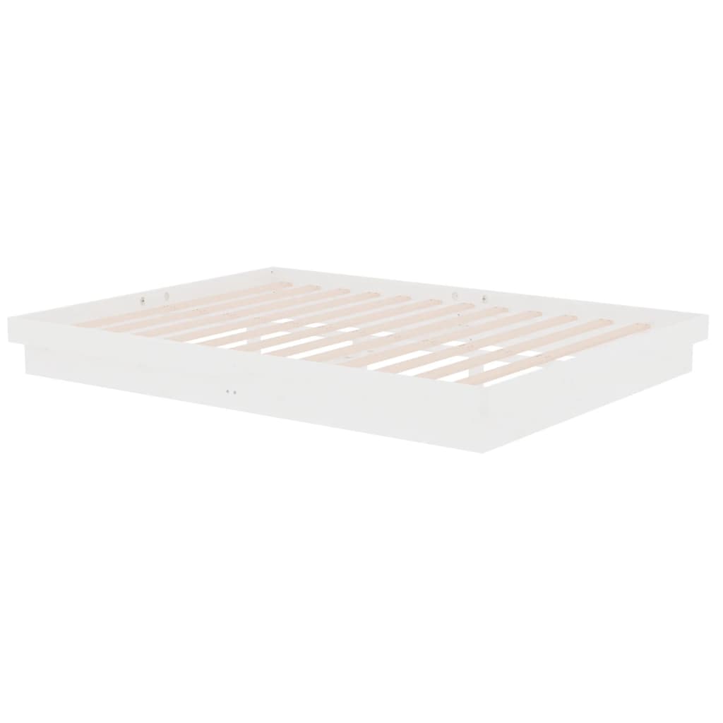 vidaXL Cadru de pat King Size, alb, 150x200 cm, lemn masiv vidaXL Cadru de pat King Size, alb, 150x200 cm, lemn masiv