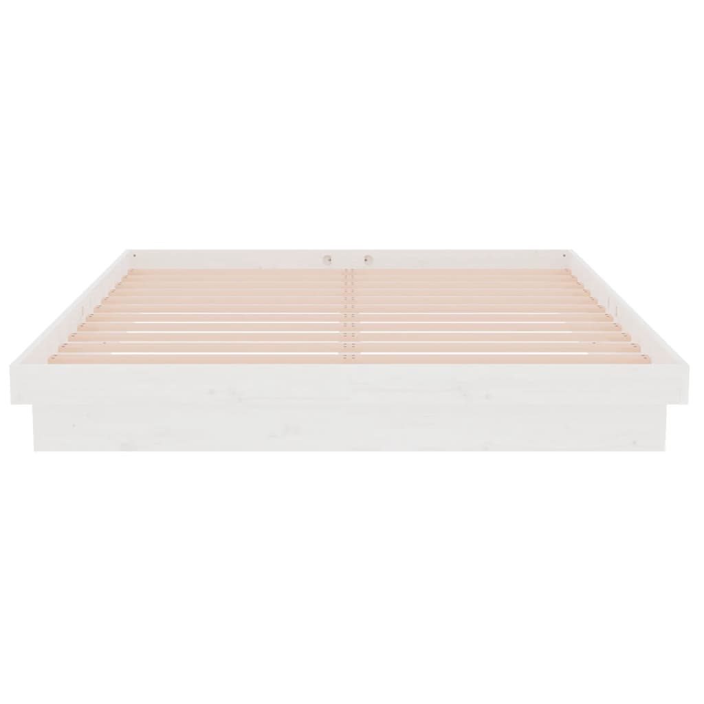 vidaXL Cadru de pat King Size, alb, 150x200 cm, lemn masiv vidaXL Cadru de pat King Size, alb, 150x200 cm, lemn masiv