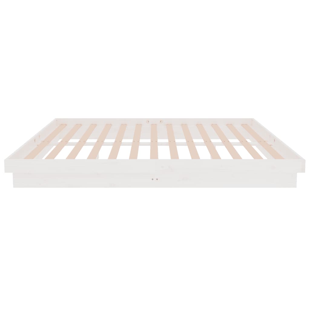 vidaXL Cadru de pat King Size, alb, 150x200 cm, lemn masiv vidaXL Cadru de pat King Size, alb, 150x200 cm, lemn masiv