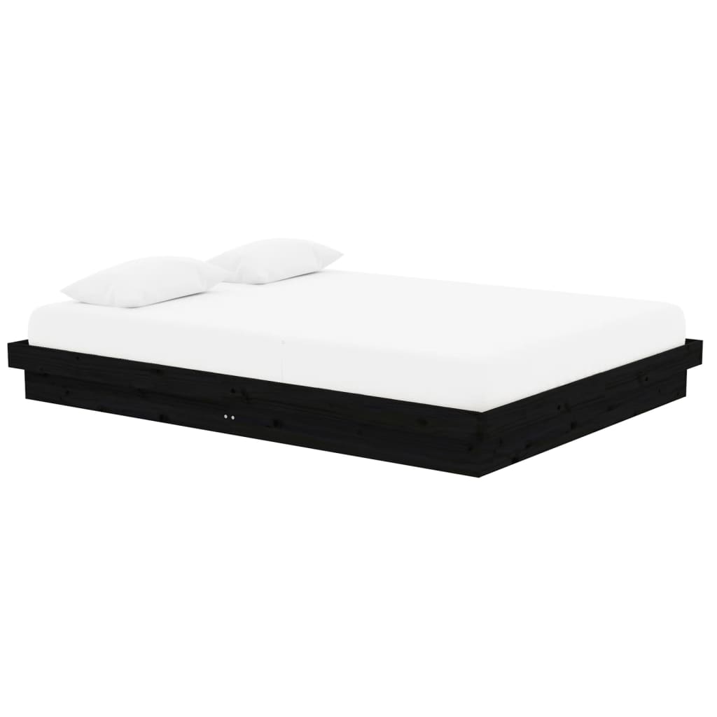 vidaXL Cadru de pat King Size, negru, 150x200 cm, lemn masiv vidaXL Cadru de pat King Size, negru, 150x200 cm, lemn masiv
