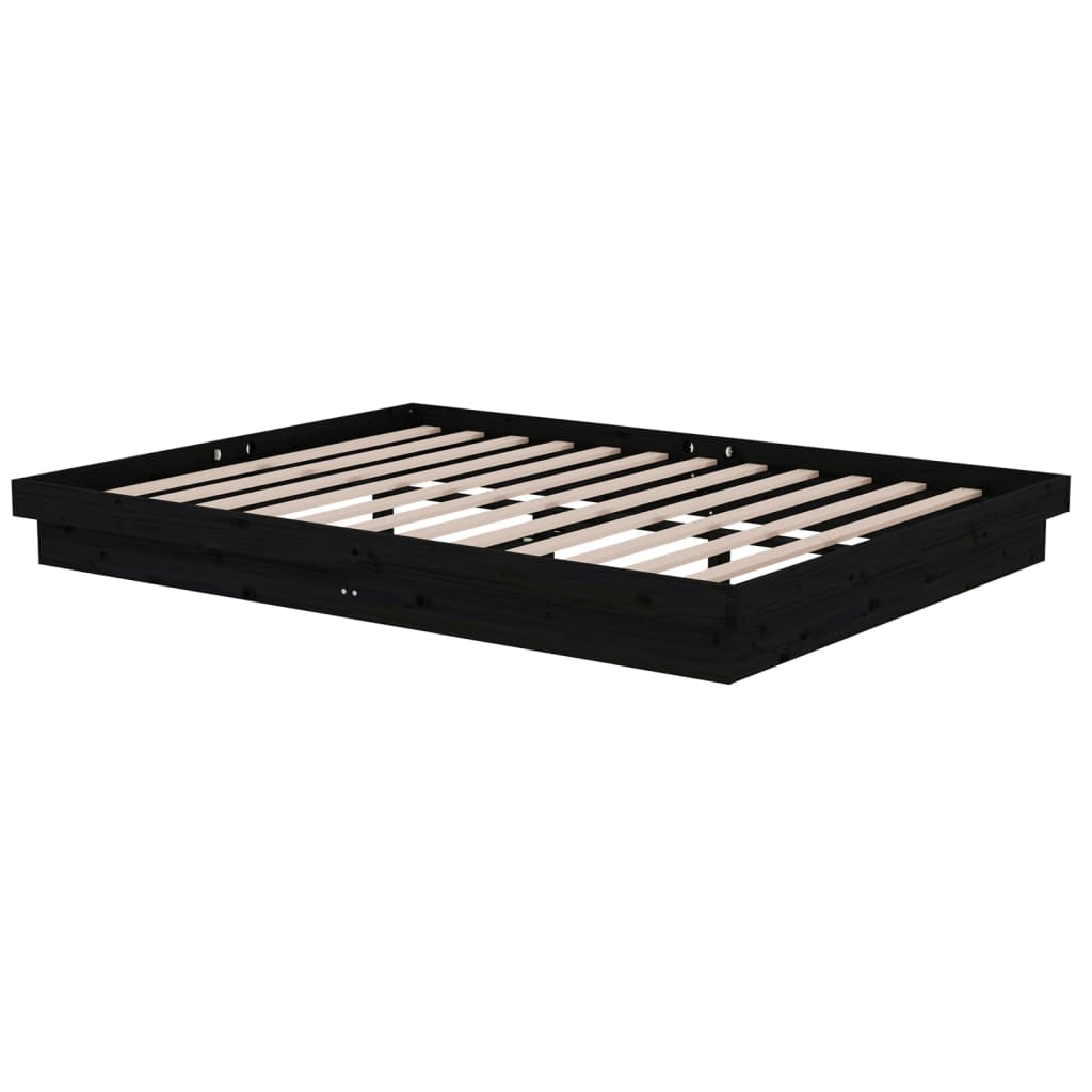 vidaXL Cadru de pat King Size, negru, 150x200 cm, lemn masiv vidaXL Cadru de pat King Size, negru, 150x200 cm, lemn masiv