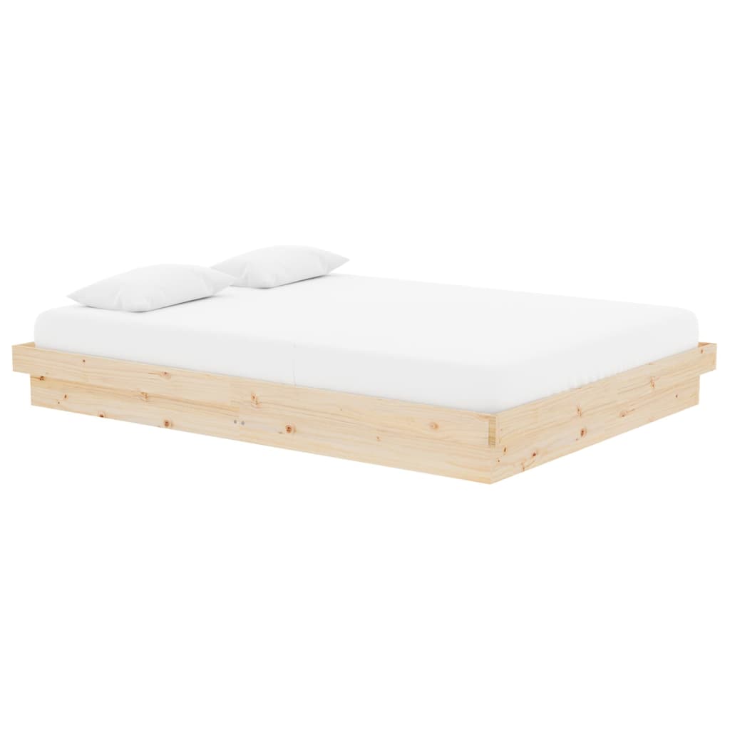 vidaXL Cadru de pat dublu, 135x190 cm, lemn masiv