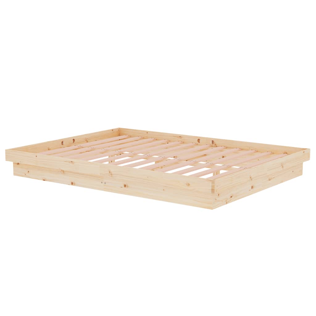 vidaXL Cadru de pat dublu, 135x190 cm, lemn masiv