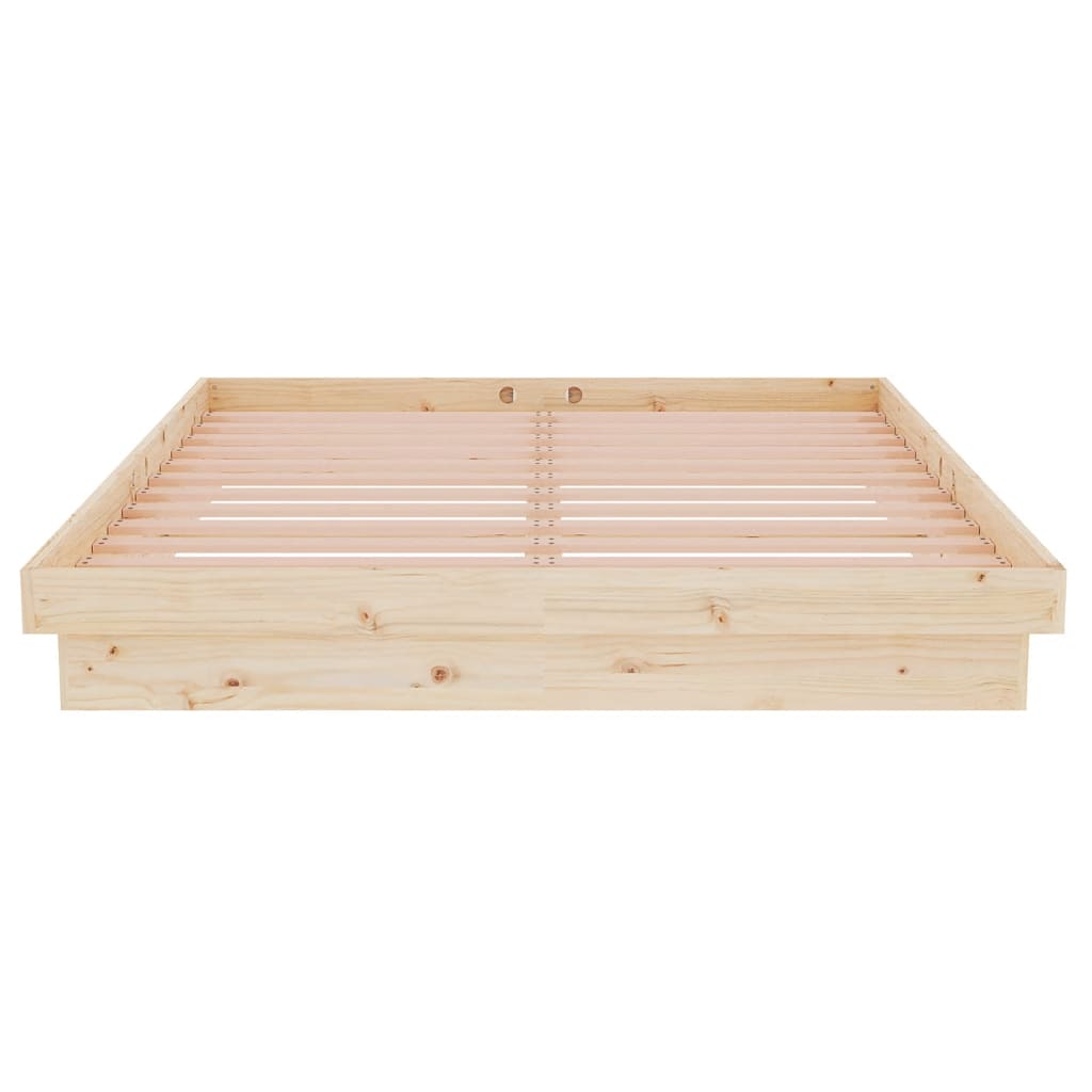 vidaXL Cadru de pat dublu, 135x190 cm, lemn masiv
