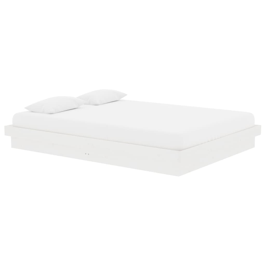 vidaXL Cadru de pat dublu, alb, 135x190 cm, lemn masiv