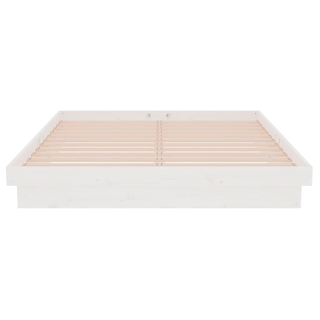 vidaXL Cadru de pat dublu, alb, 135x190 cm, lemn masiv