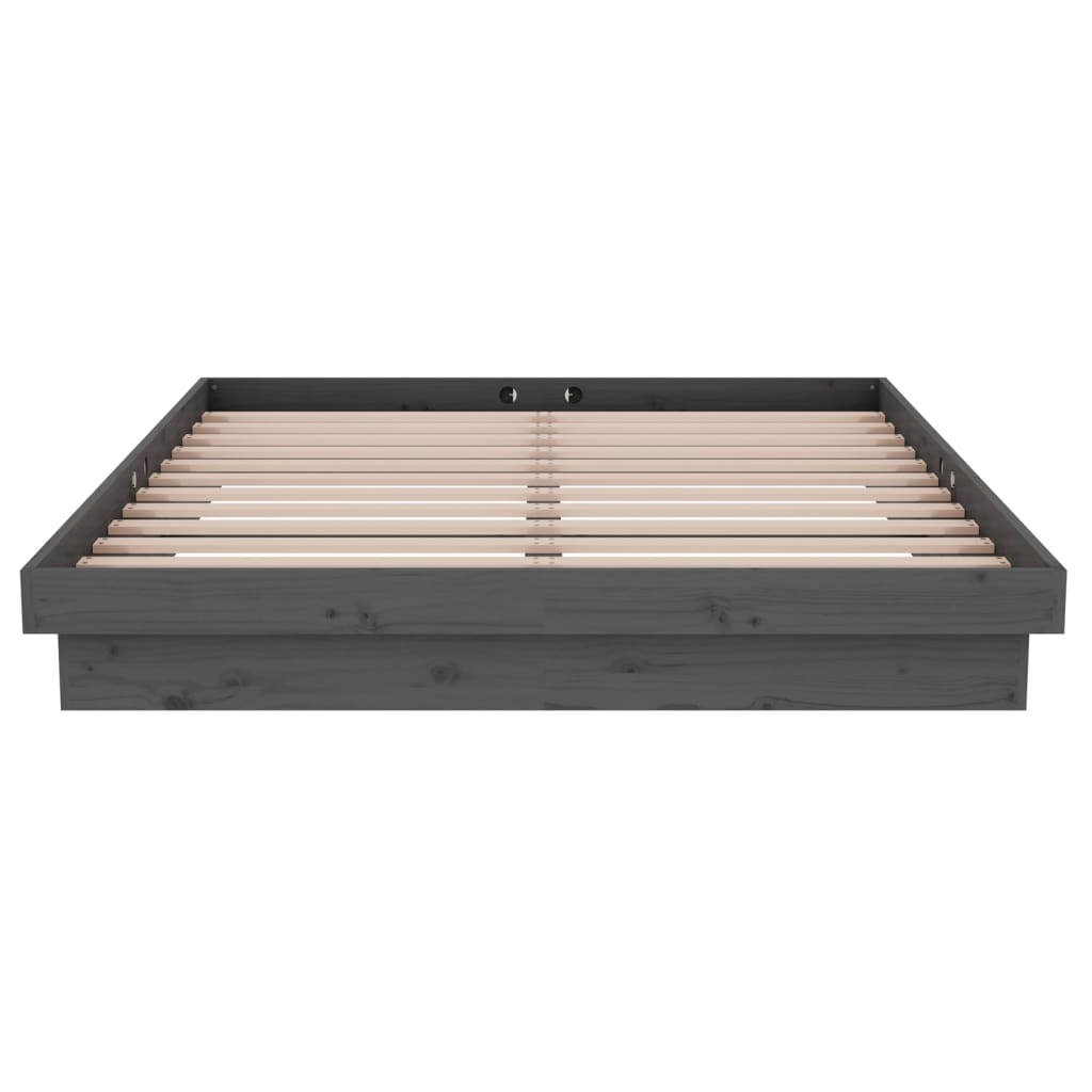 vidaXL Cadru de pat dublu, gri, 135x190 cm, lemn masiv