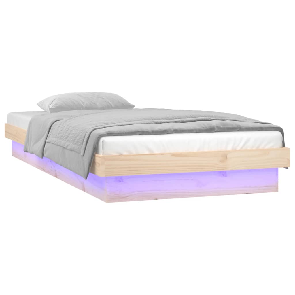 vidaXL Cadru de pat cu LED, 90x200 cm, lemn masiv vidaXL Cadru de pat cu LED, 90x200 cm, lemn masiv