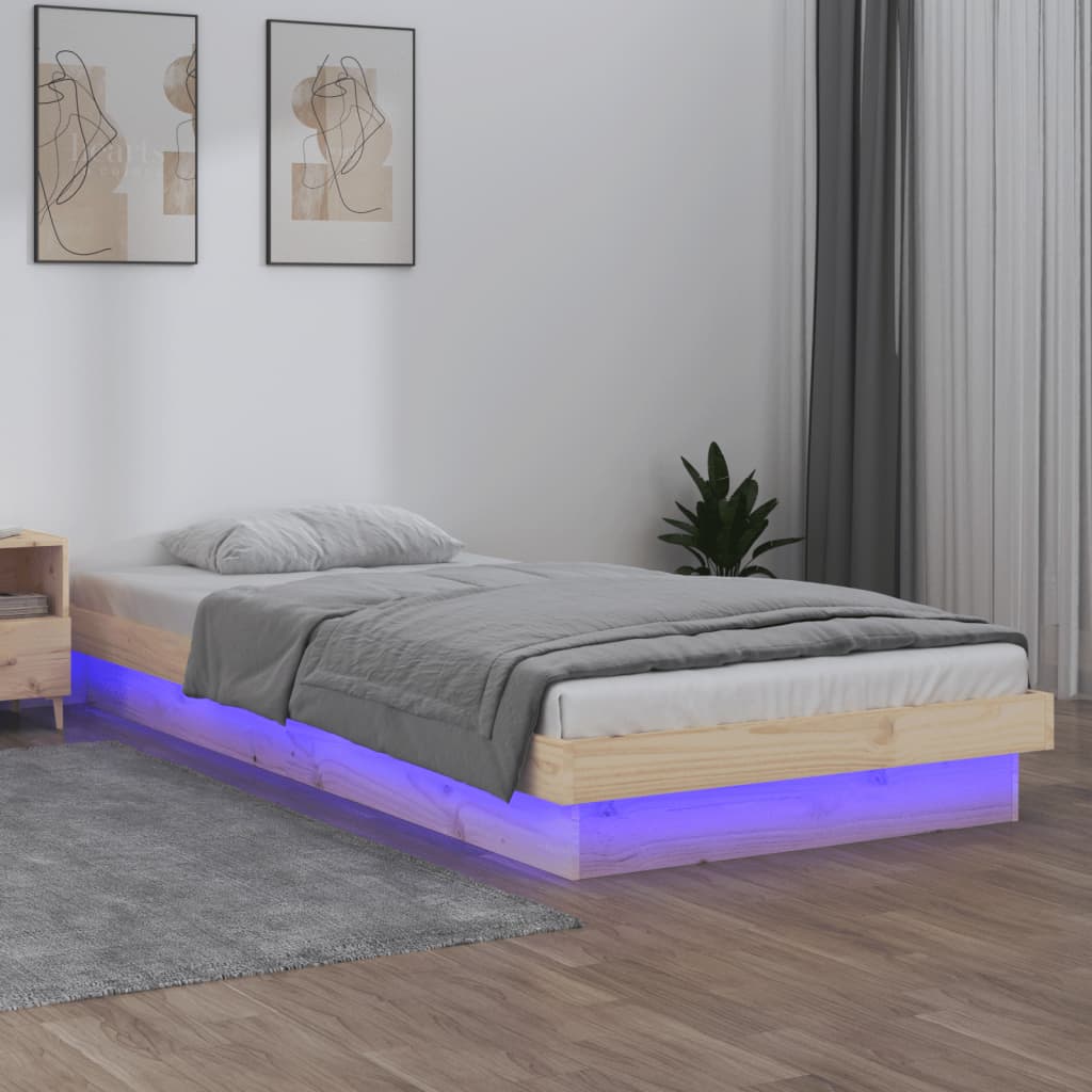 vidaXL Cadru de pat cu LED, 90x200 cm, lemn masiv vidaXL Cadru de pat cu LED, 90x200 cm, lemn masiv