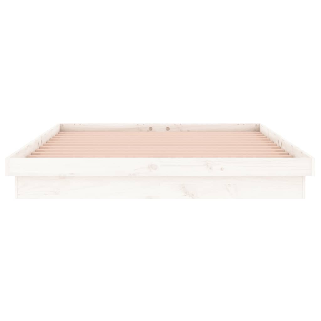 vidaXL Cadru de pat LED Super King Size, alb, 180x200 cm, lemn masiv vidaXL Cadru de pat LED Super King Size, alb, 180x200 cm, lemn masiv