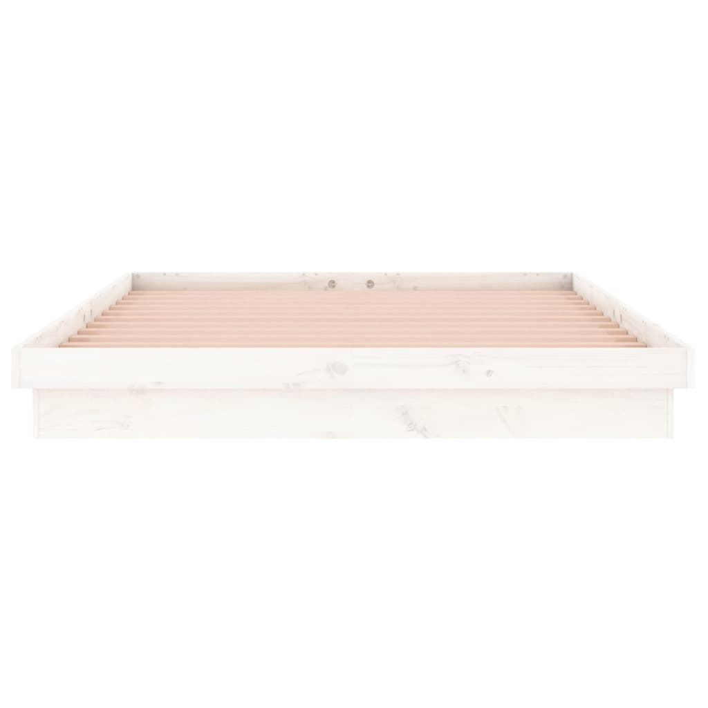 vidaXL Cadru de pat cu LED mic dublu, alb, 120x190 cm, lemn masiv