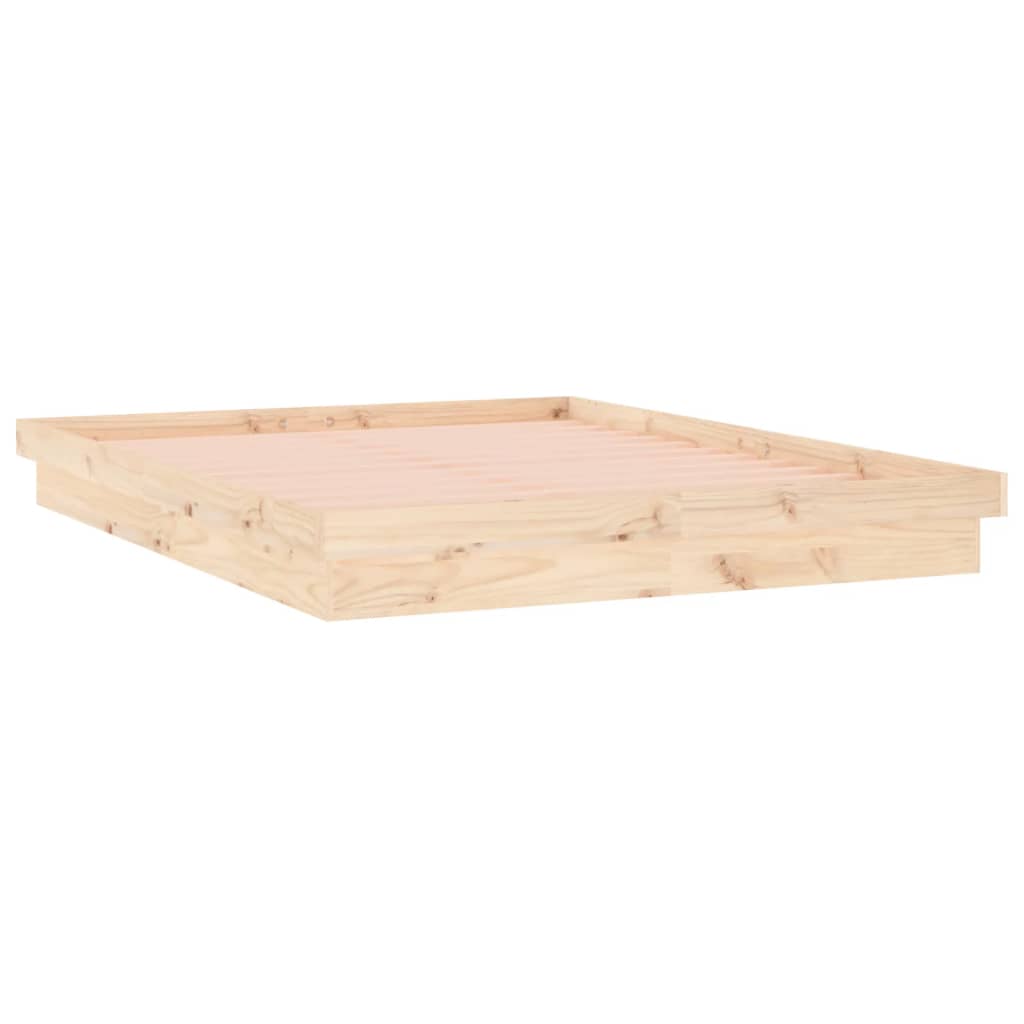 vidaXL Cadru de pat cu LED, 140x190 cm, lemn masiv