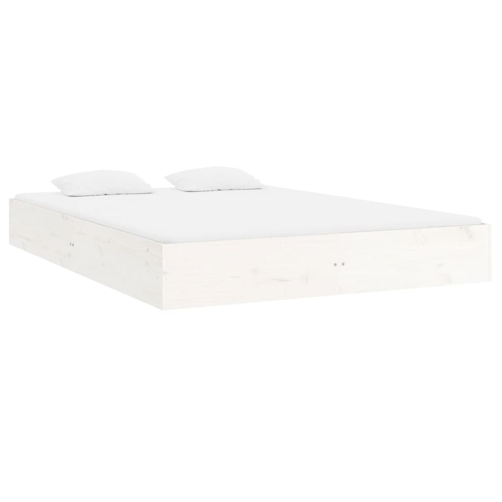 vidaXL Cadru de pat King Size, alb, 150x200 cm, lemn masiv vidaXL Cadru de pat King Size, alb, 150x200 cm, lemn masiv