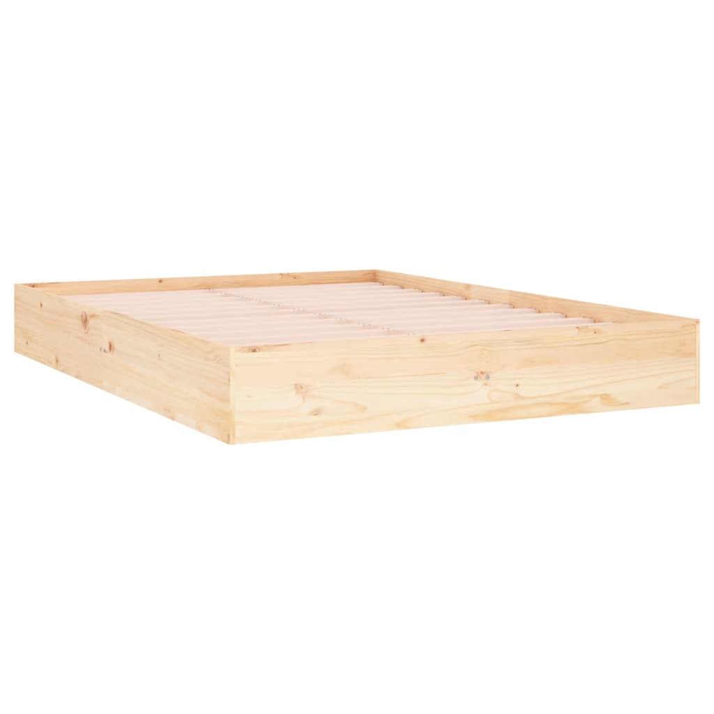 vidaXL Cadru de pat dublu, 135x190 cm, lemn masiv