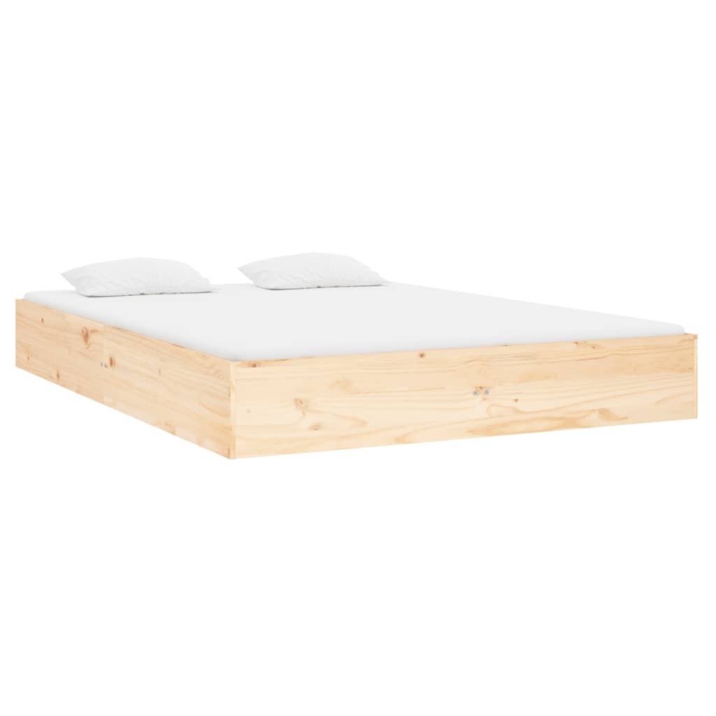 vidaXL Cadru de pat dublu, 135x190 cm, lemn masiv