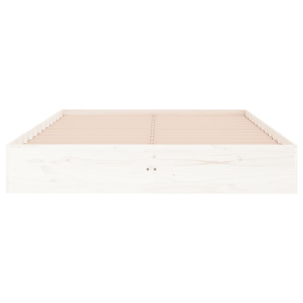 vidaXL Cadru de pat dublu, alb, 135x190 cm, lemn masiv