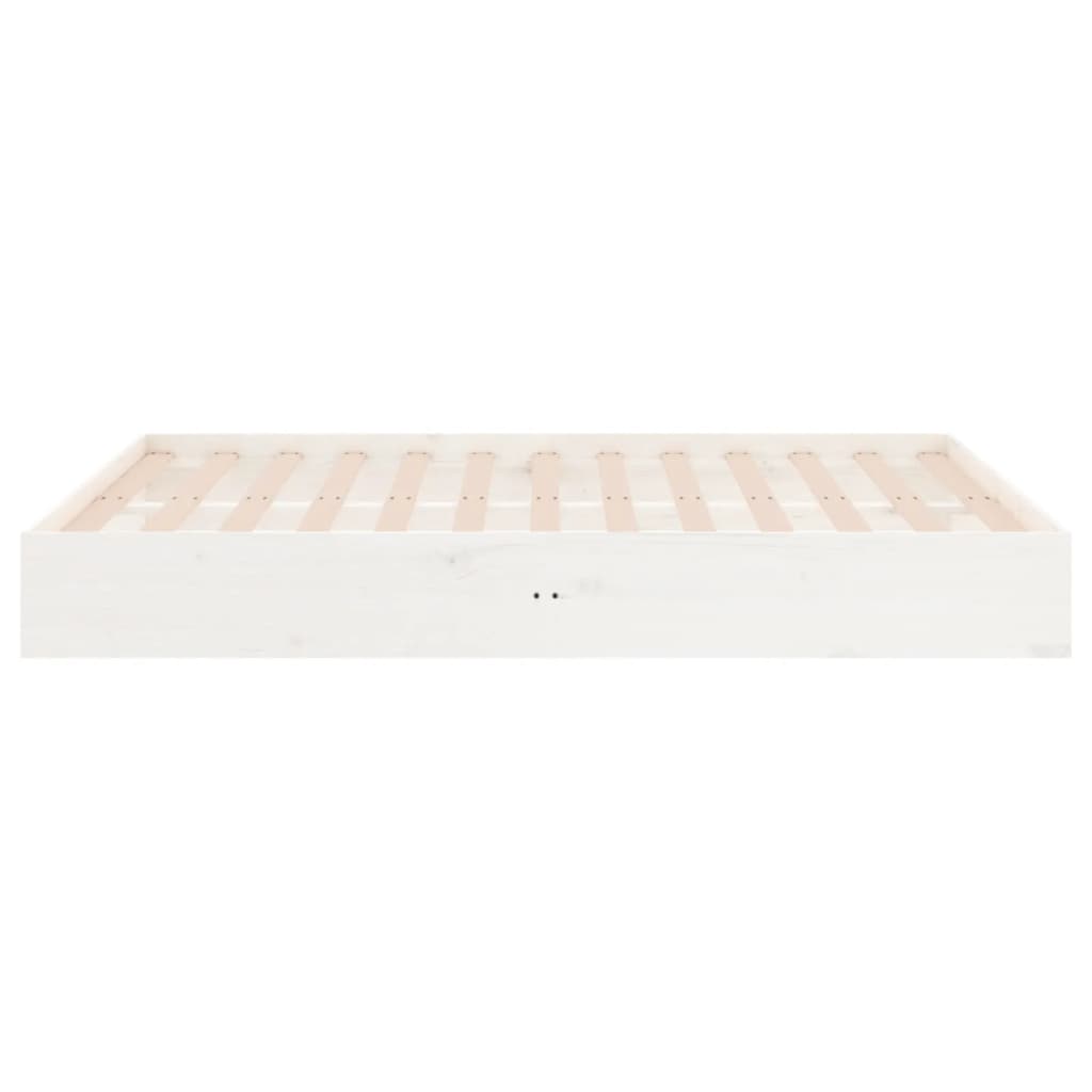 vidaXL Cadru de pat dublu, alb, 135x190 cm, lemn masiv