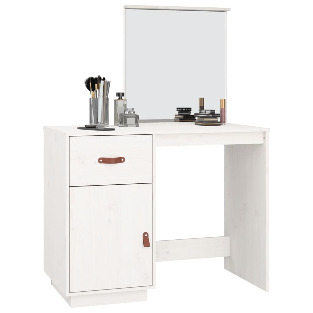 vidaXL Masă de toaletă, alb, 95x50x134 cm, lemn masiv de pin