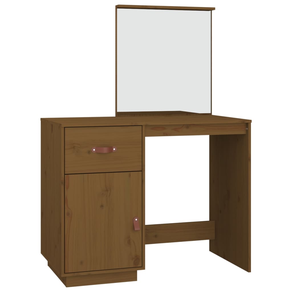 vidaXL Măsuță de toaletă, maro miere, 95x50x134 cm, lemn masiv de pin
