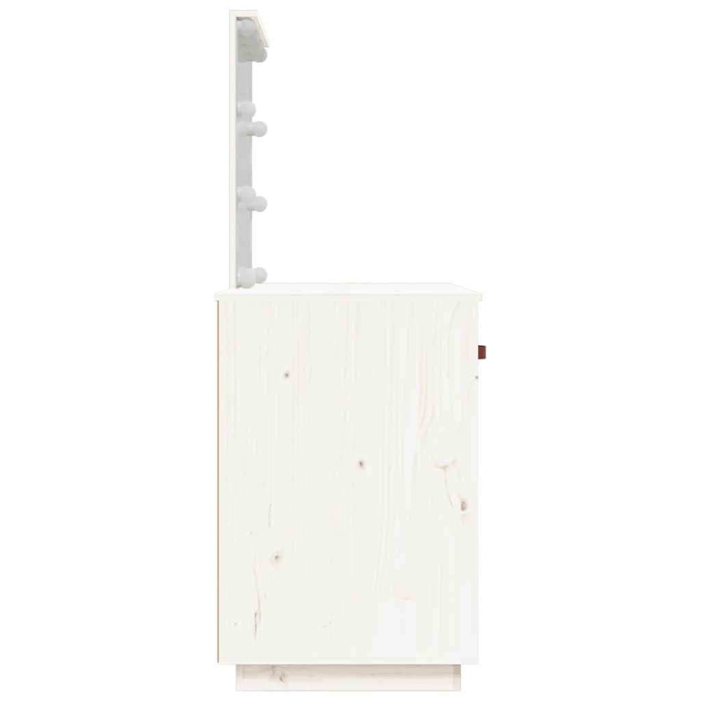 vidaXL Măsuță de toaletă cu LED, alb, 95x50x133,5 cm, lemn masiv pin
