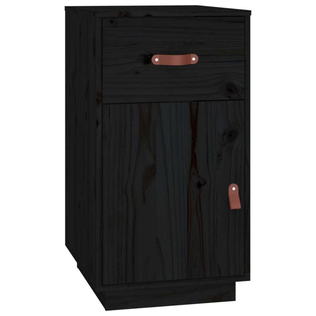 vidaXL Dulap de birou, negru, 40x50x75 cm, lemn masiv de pin