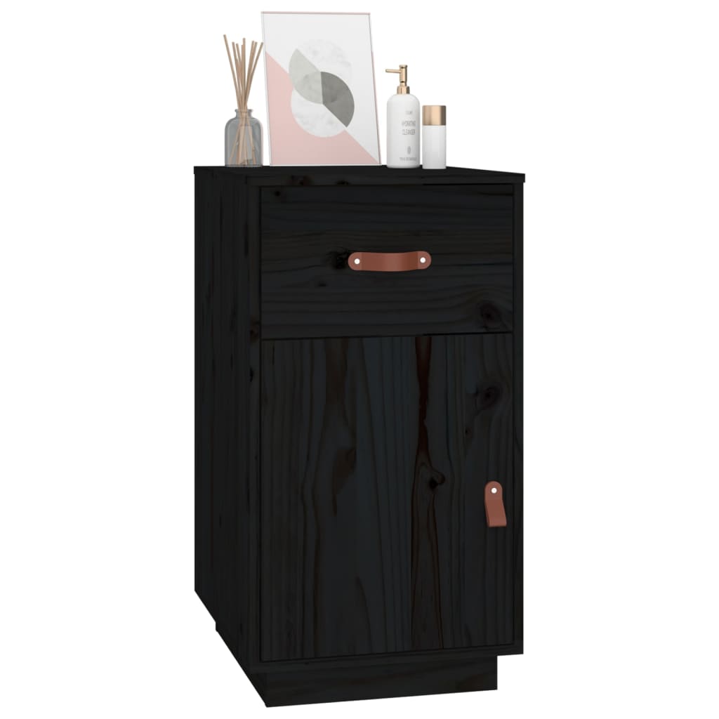 vidaXL Dulap de birou, negru, 40x50x75 cm, lemn masiv de pin