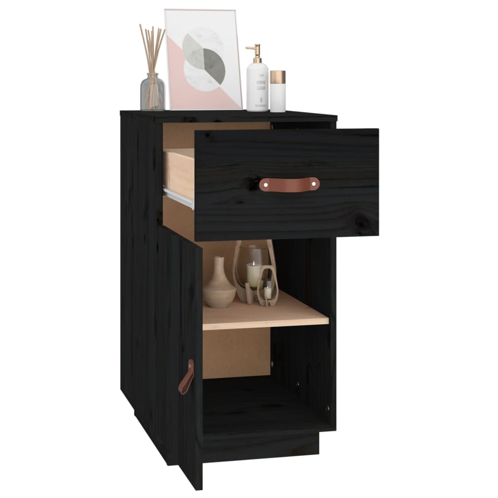 vidaXL Dulap de birou, negru, 40x50x75 cm, lemn masiv de pin
