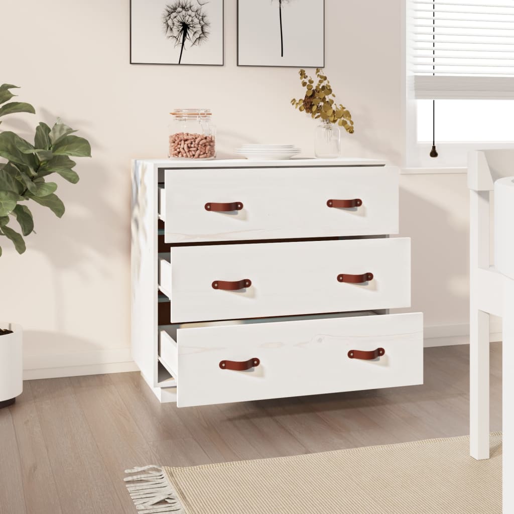 vidaXL Dulap, alb, 80x40x75 cm, lemn masiv de pin