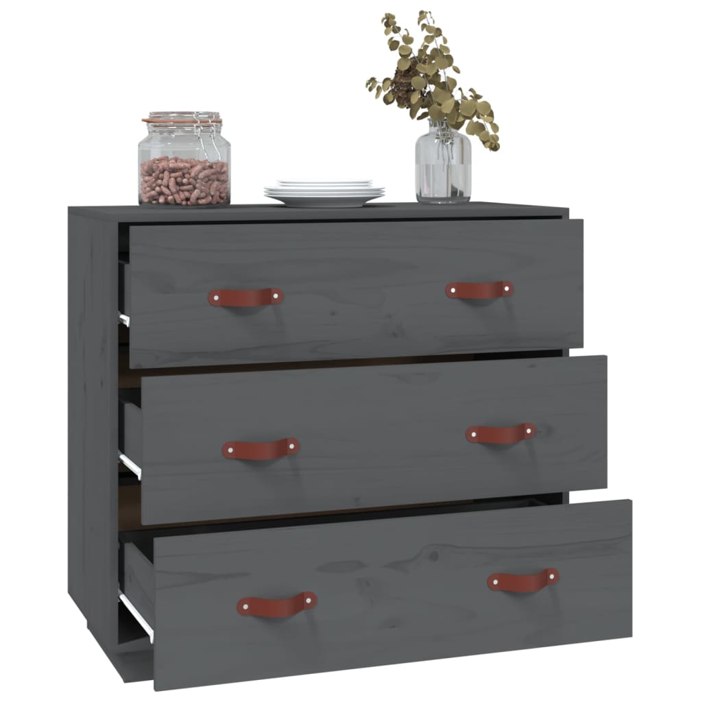 vidaXL Dulap, gri, 80x40x75 cm, lemn masiv de pin vidaXL Dulap, gri, 80x40x75 cm, lemn masiv de pin