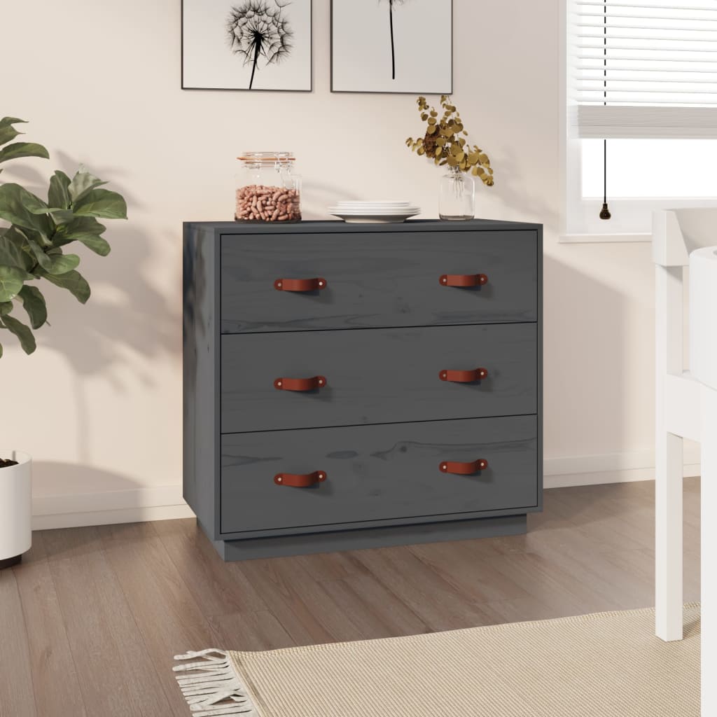 vidaXL Dulap, gri, 80x40x75 cm, lemn masiv de pin vidaXL Dulap, gri, 80x40x75 cm, lemn masiv de pin