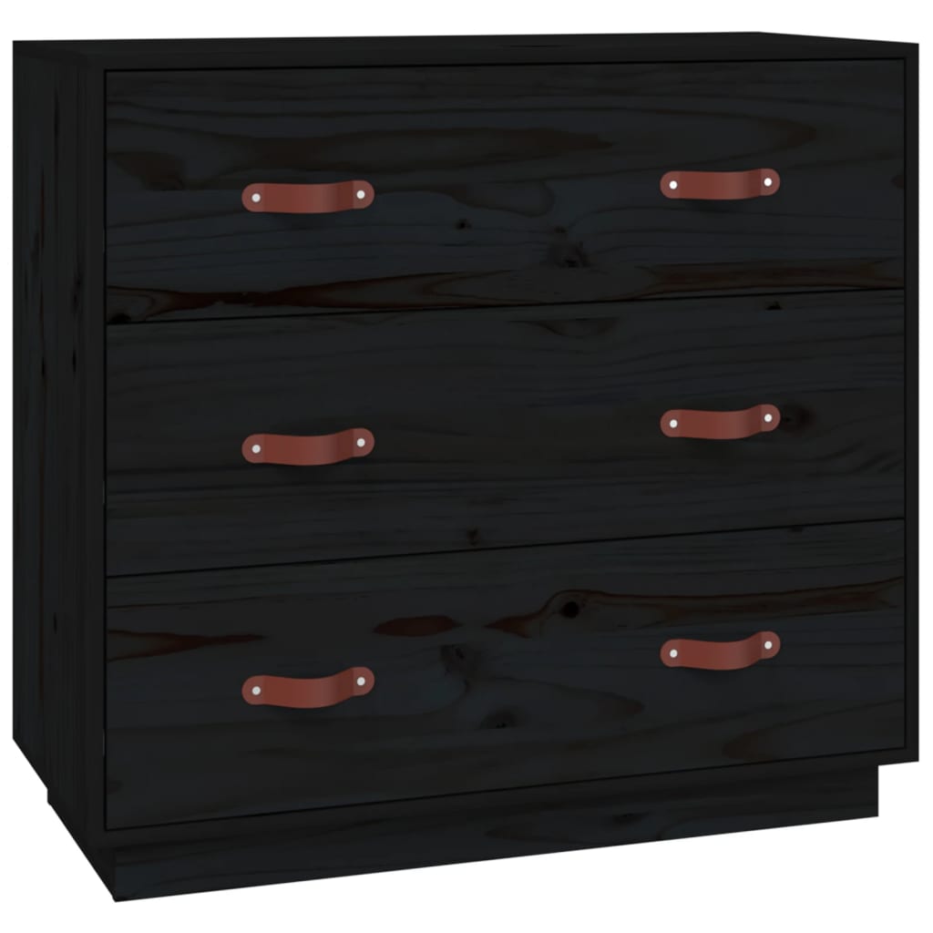 vidaXL Dulap, negru, 80x40x75 cm, lemn masiv de pin