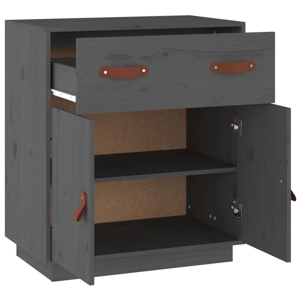 vidaXL Servantă, gri, 65,5x40x75 cm, lemn masiv de pin vidaXL Servantă, gri, 65,5x40x75 cm, lemn masiv de pin