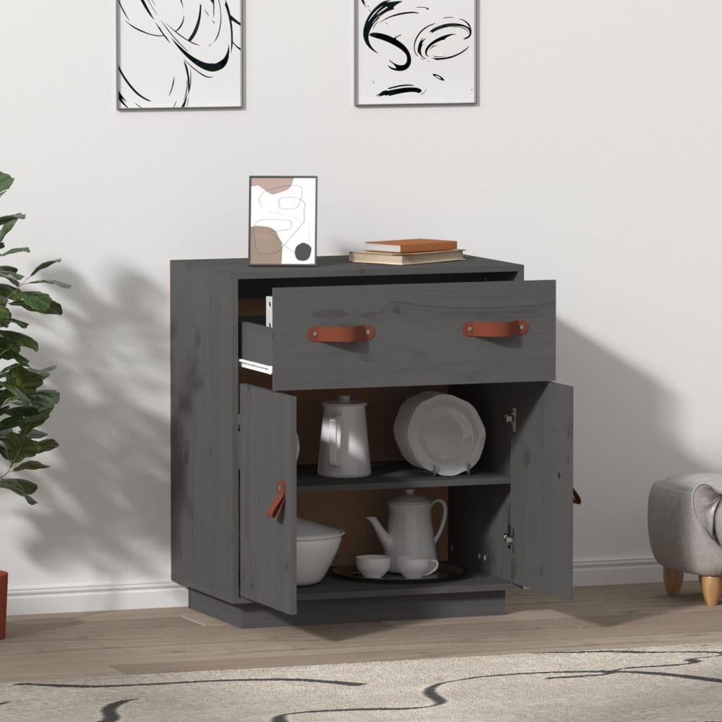 vidaXL Servantă, gri, 65,5x40x75 cm, lemn masiv de pin vidaXL Servantă, gri, 65,5x40x75 cm, lemn masiv de pin