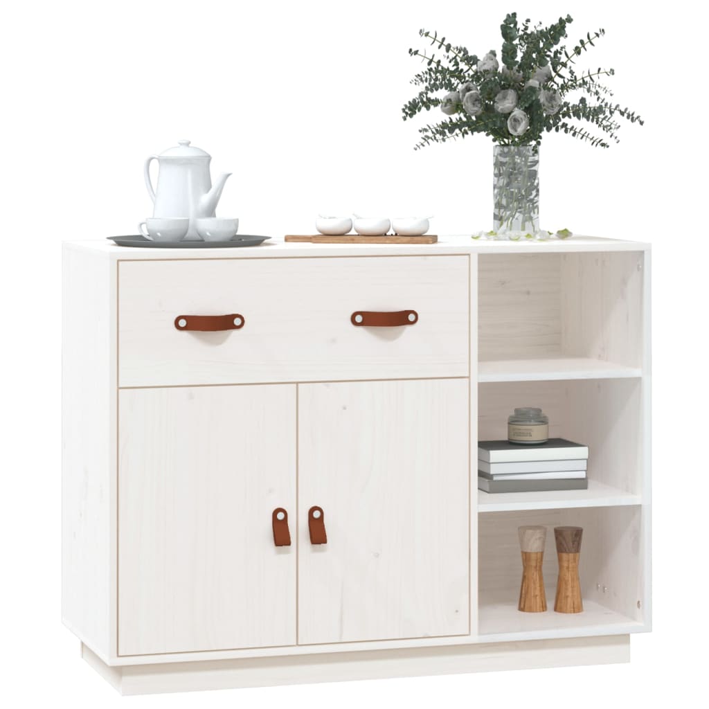 vidaXL Dulap, alb, 98,5x40x75 cm, lemn masiv de pin