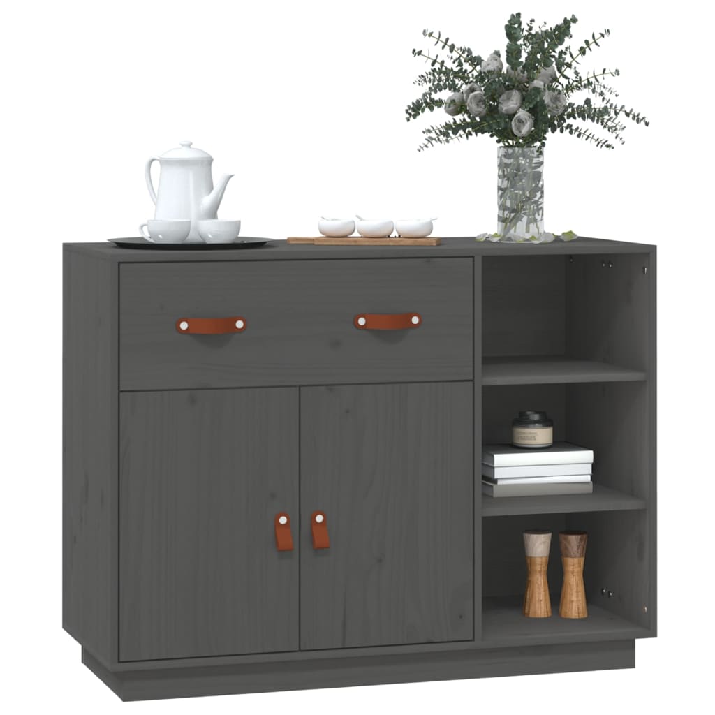 vidaXL Dulap, gri, 98,5x40x75 cm, lemn masiv de pin vidaXL Dulap, gri, 98,5x40x75 cm, lemn masiv de pin