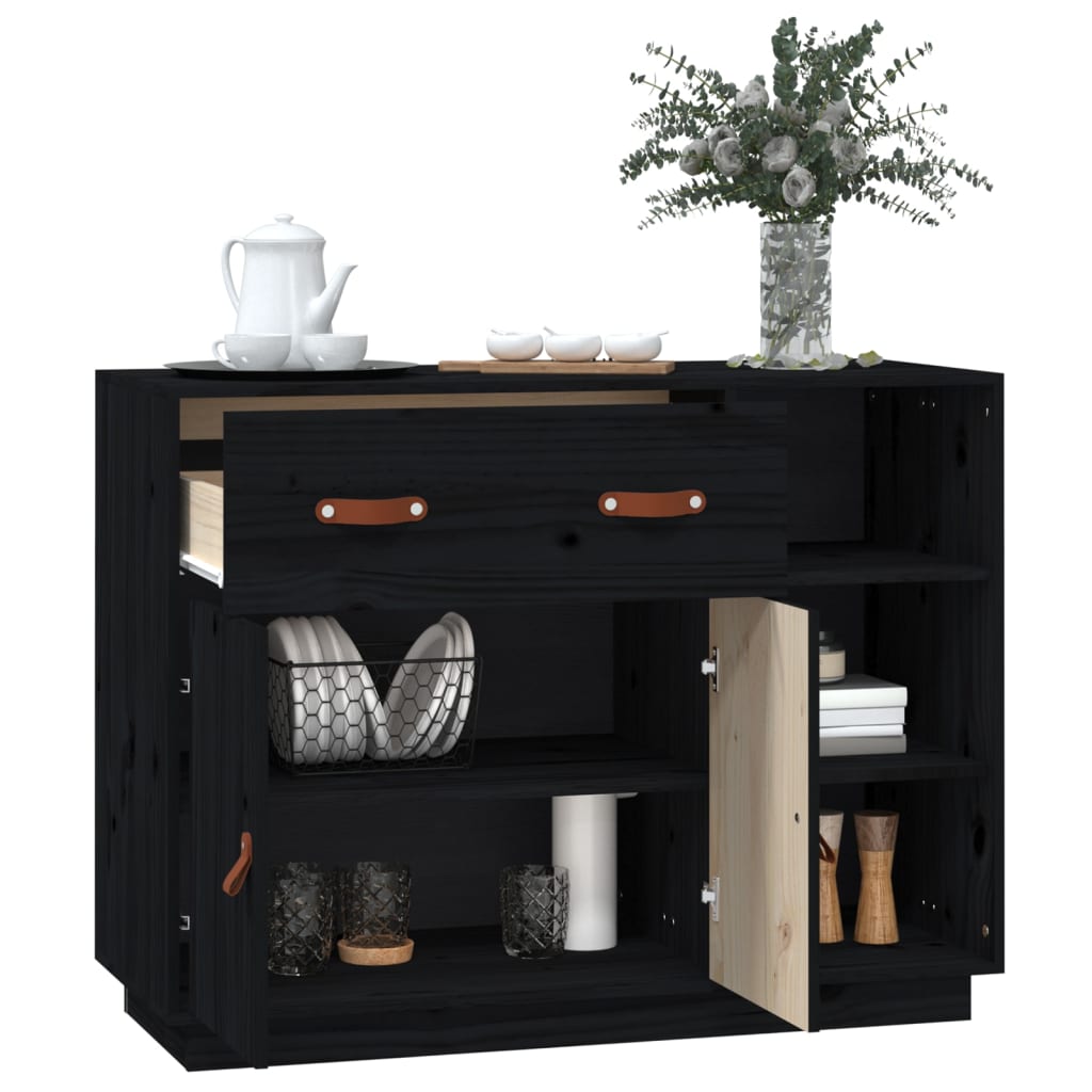 vidaXL Dulap, negru, 98,5x40x75 cm, lemn masiv de pin