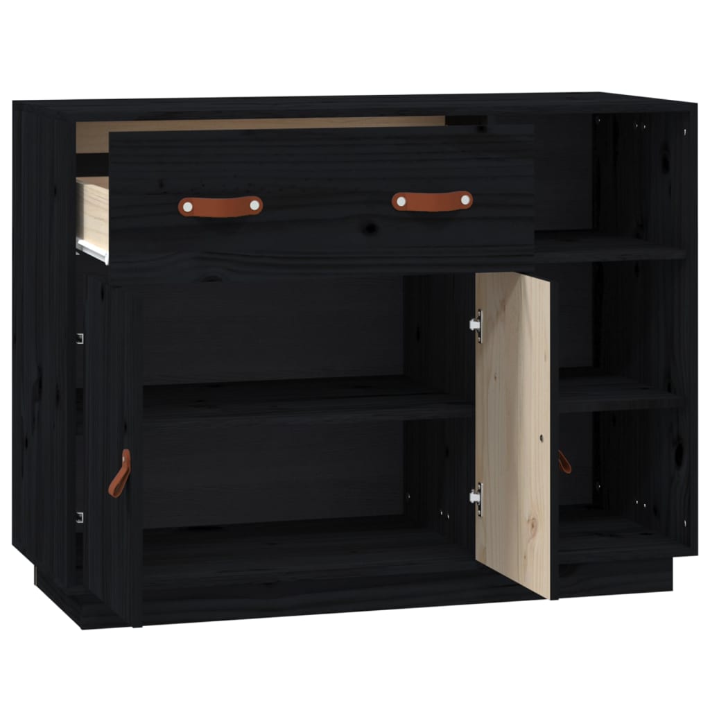 vidaXL Dulap, negru, 98,5x40x75 cm, lemn masiv de pin