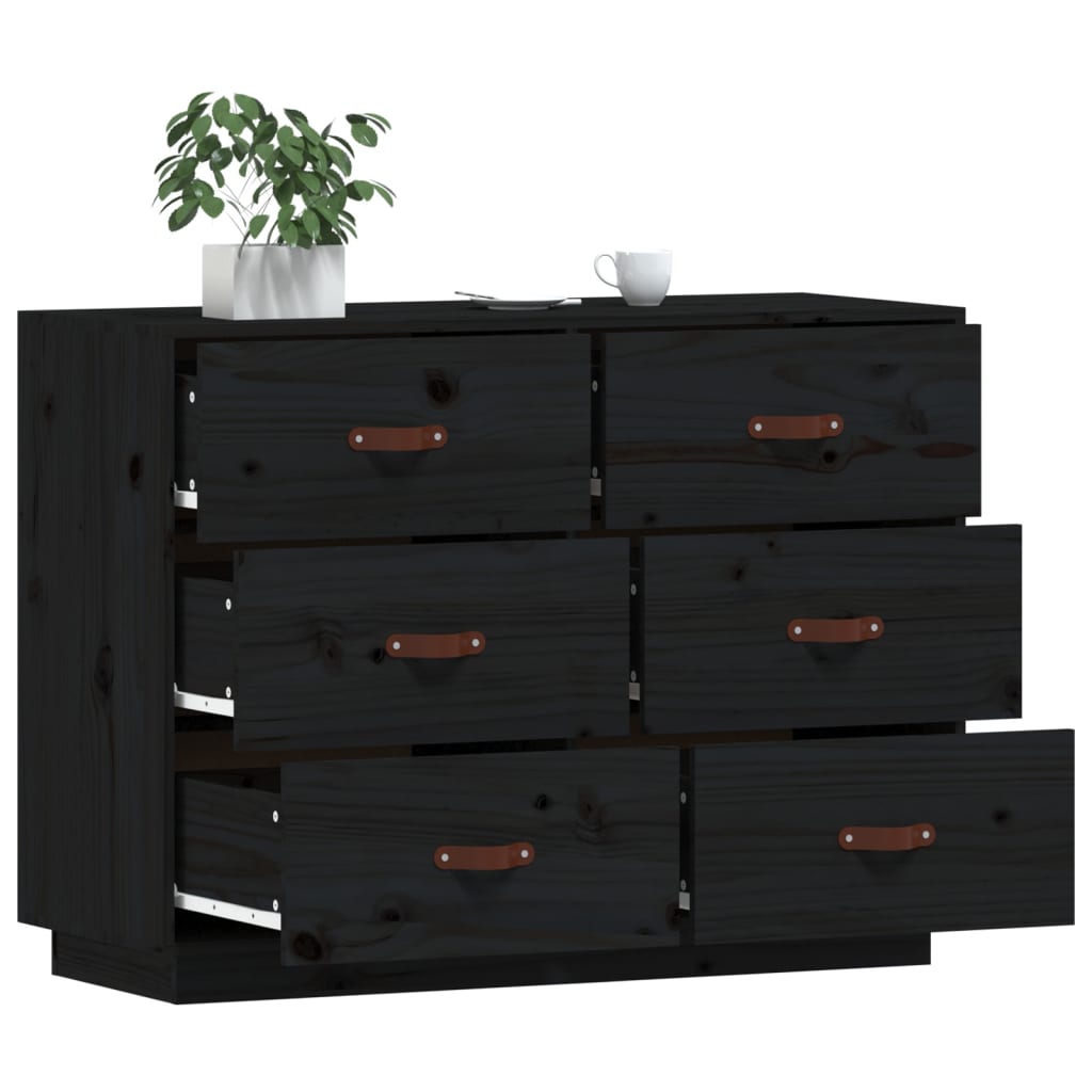 vidaXL Dulap, negru, 100x40x75 cm, lemn masiv de pin