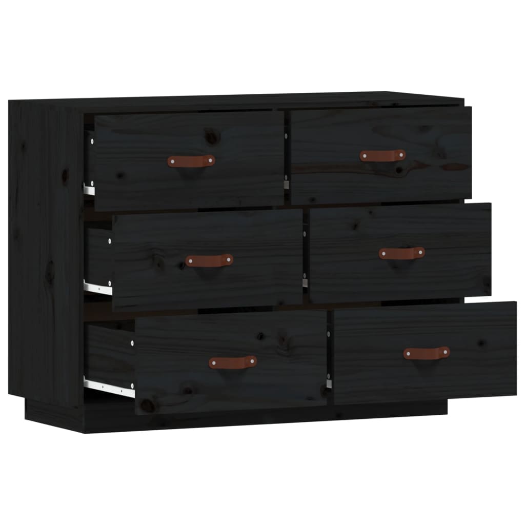 vidaXL Dulap, negru, 100x40x75 cm, lemn masiv de pin