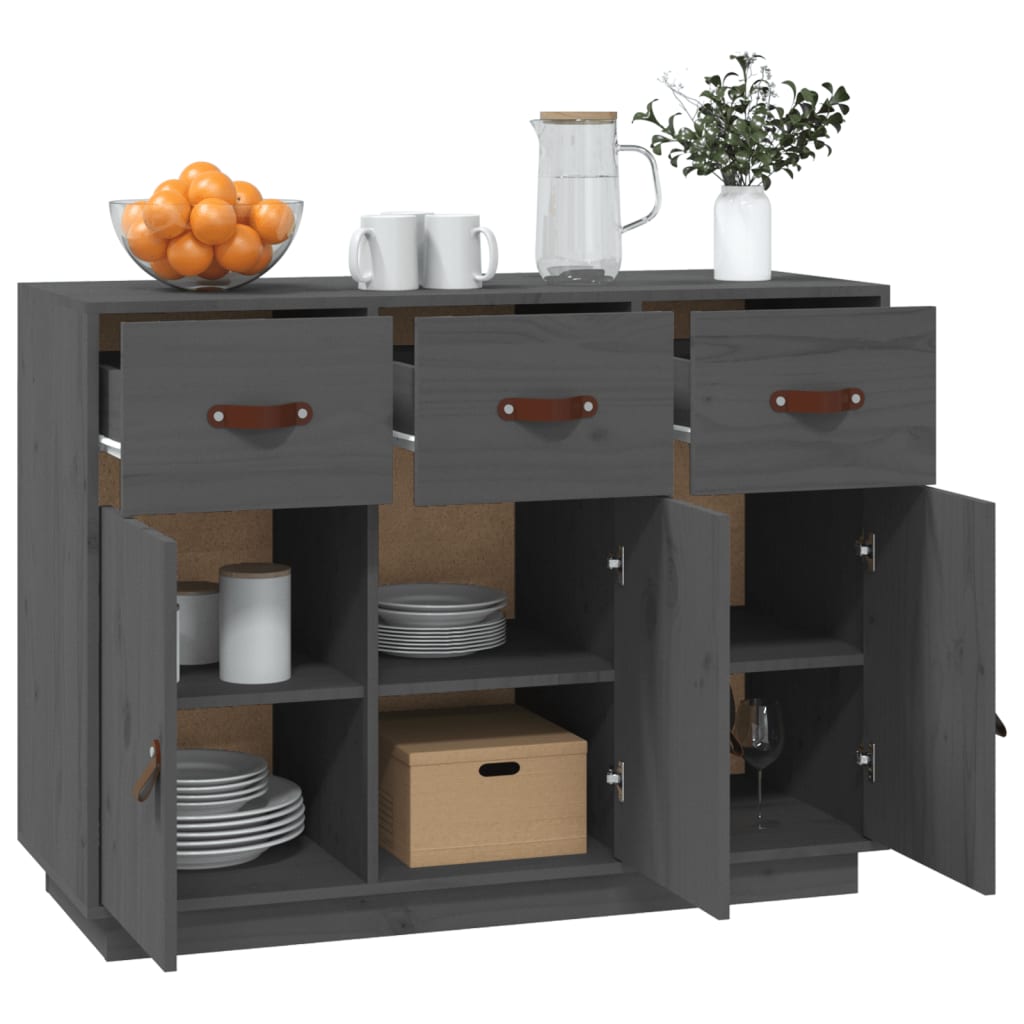 vidaXL Servantă, gri, 100x40x75 cm, lemn masiv de pin vidaXL Servantă, gri, 100x40x75 cm, lemn masiv de pin