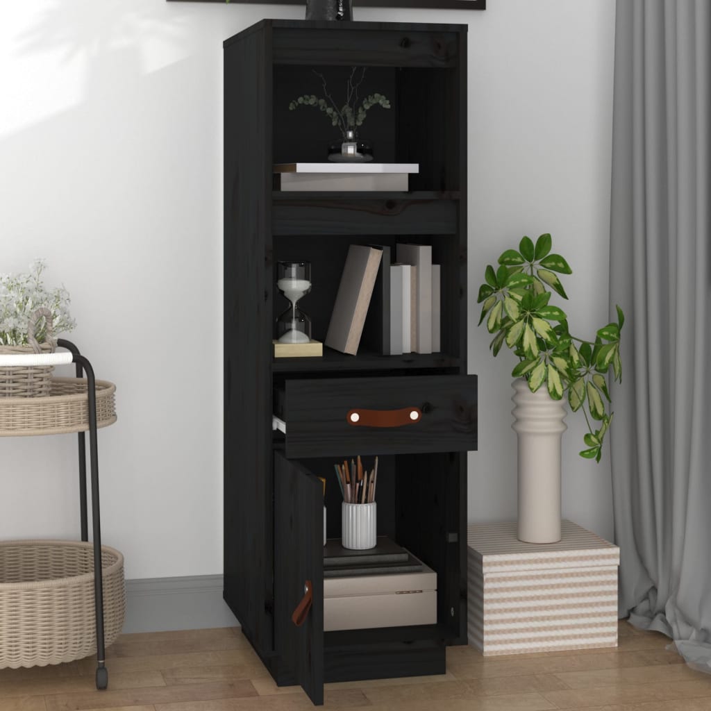 vidaXL Dulap înalt, negru, 34x40x108,5 cm, lemn masiv de pin