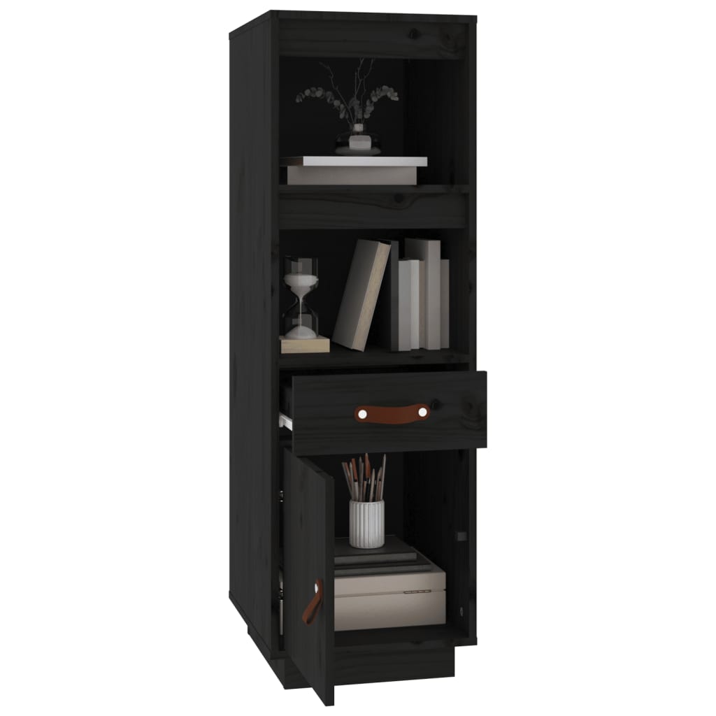 vidaXL Dulap înalt, negru, 34x40x108,5 cm, lemn masiv de pin