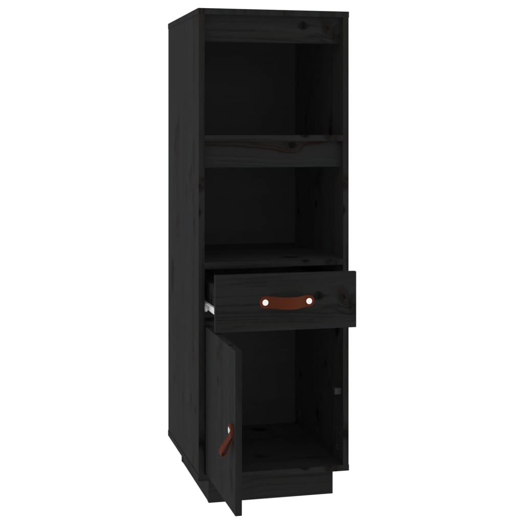 vidaXL Dulap înalt, negru, 34x40x108,5 cm, lemn masiv de pin