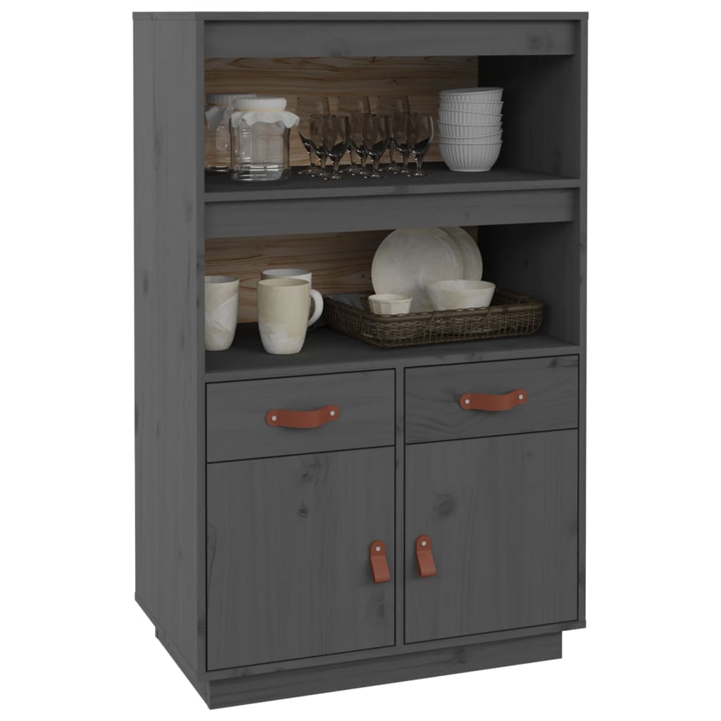 vidaXL Dulap înalt, gri, 67x40x108,5 cm, lemn masiv de pin