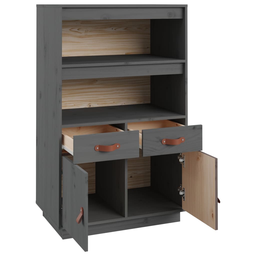 vidaXL Dulap înalt, gri, 67x40x108,5 cm, lemn masiv de pin