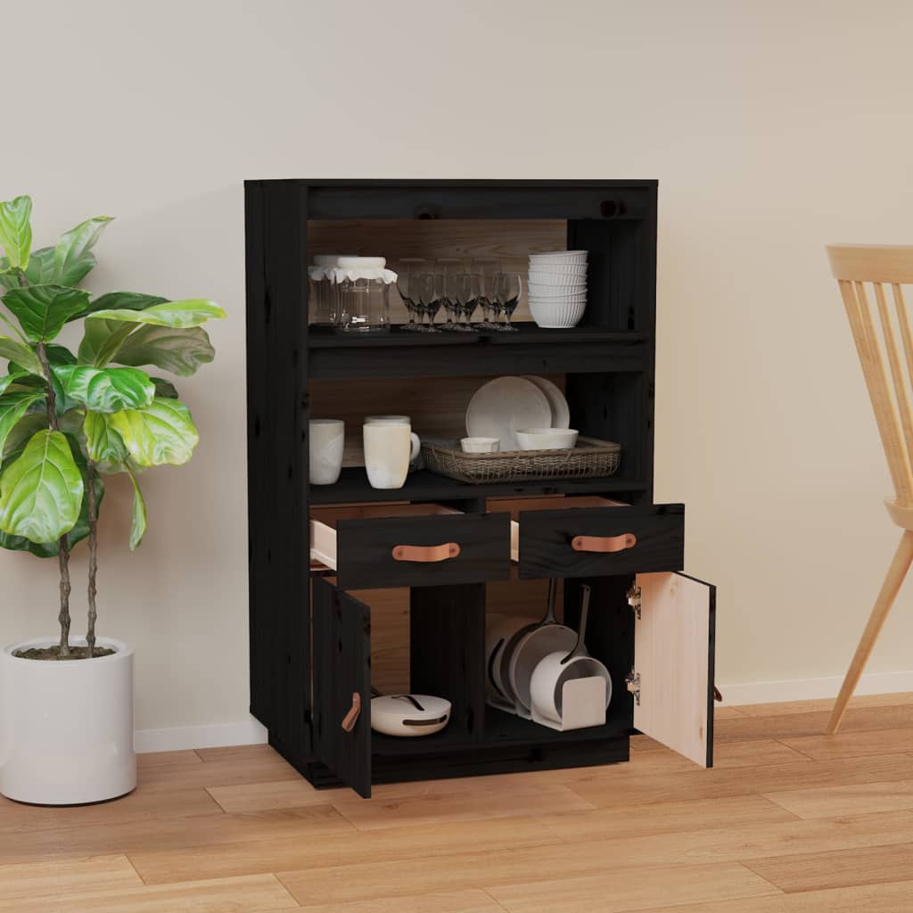 vidaXL Dulap înalt, negru, 67x40x108,5 cm, lemn masiv de pin